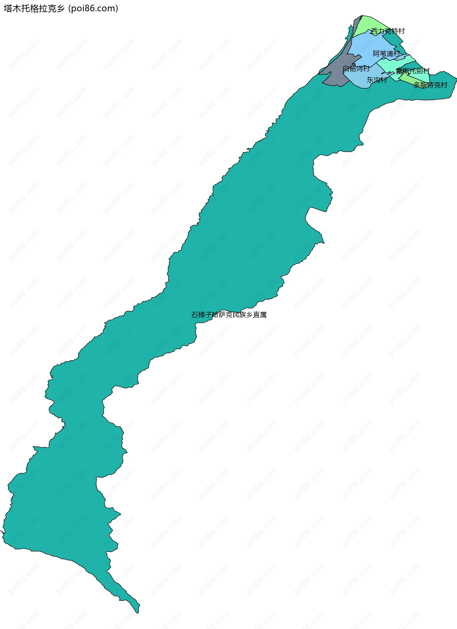 塔木托格拉克乡边界地图(五级行政区划)