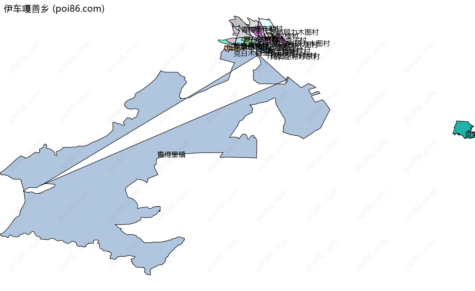 伊车嘎善乡边界地图(五级行政区划)