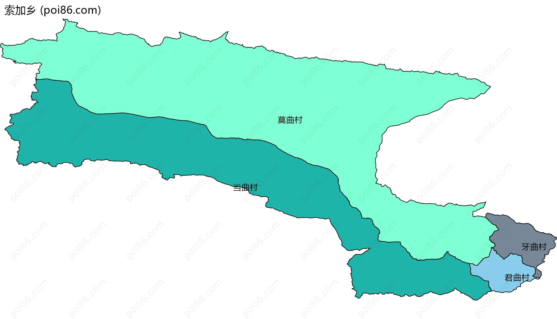 索加乡边界地图(五级行政区划)