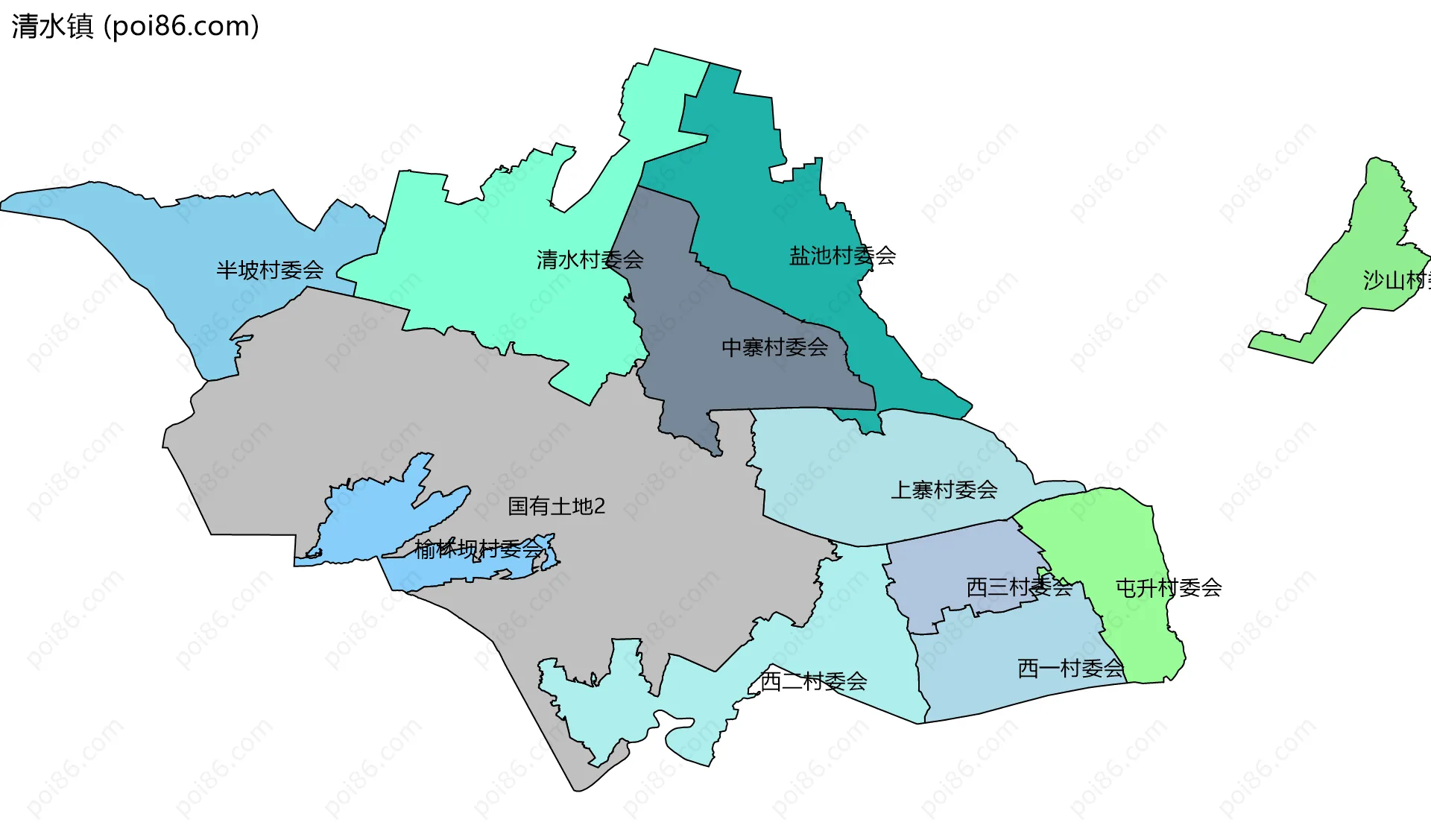 清水镇边界地图(五级行政区划)