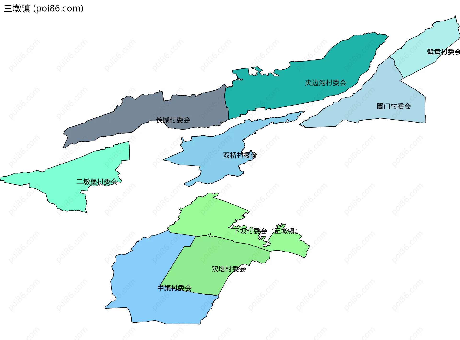 三墩镇边界地图(五级行政区划)