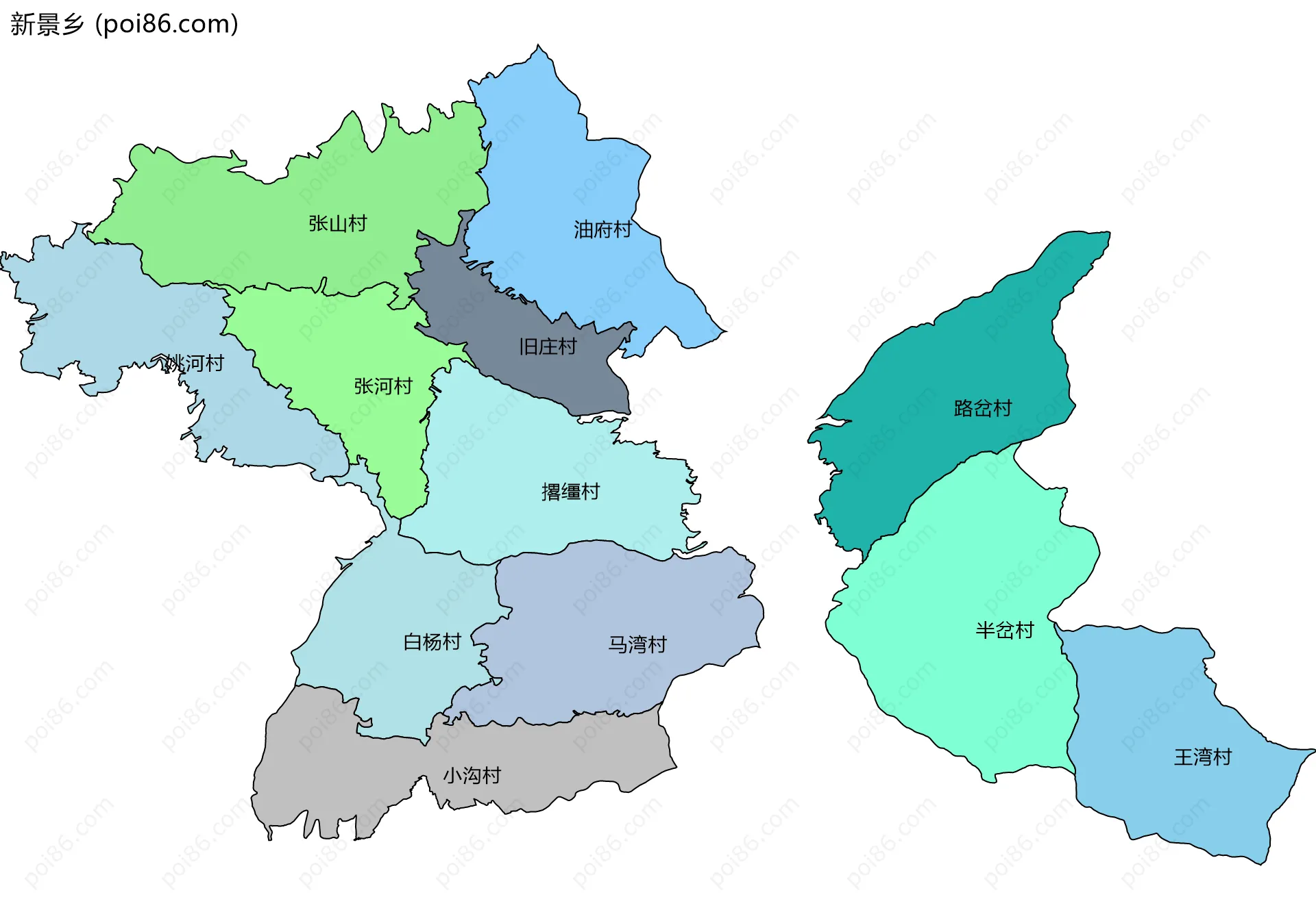 新景乡边界地图(五级行政区划)