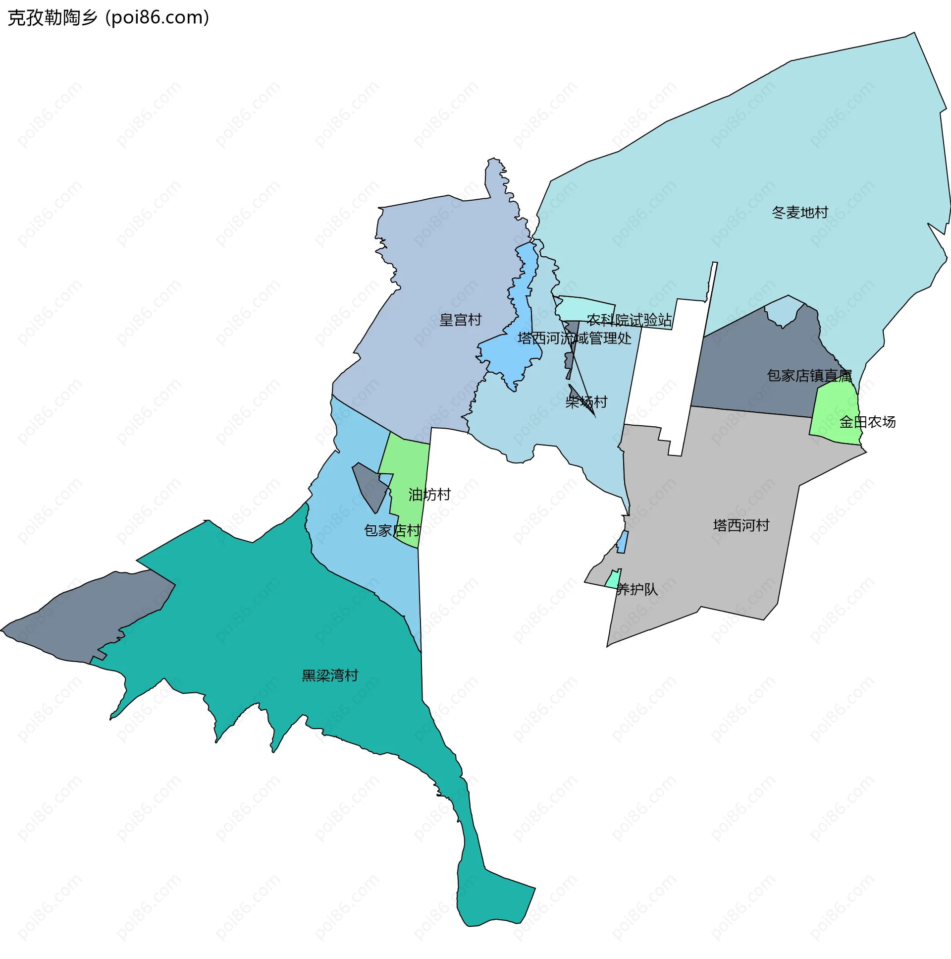 克孜勒陶乡边界地图(五级行政区划)