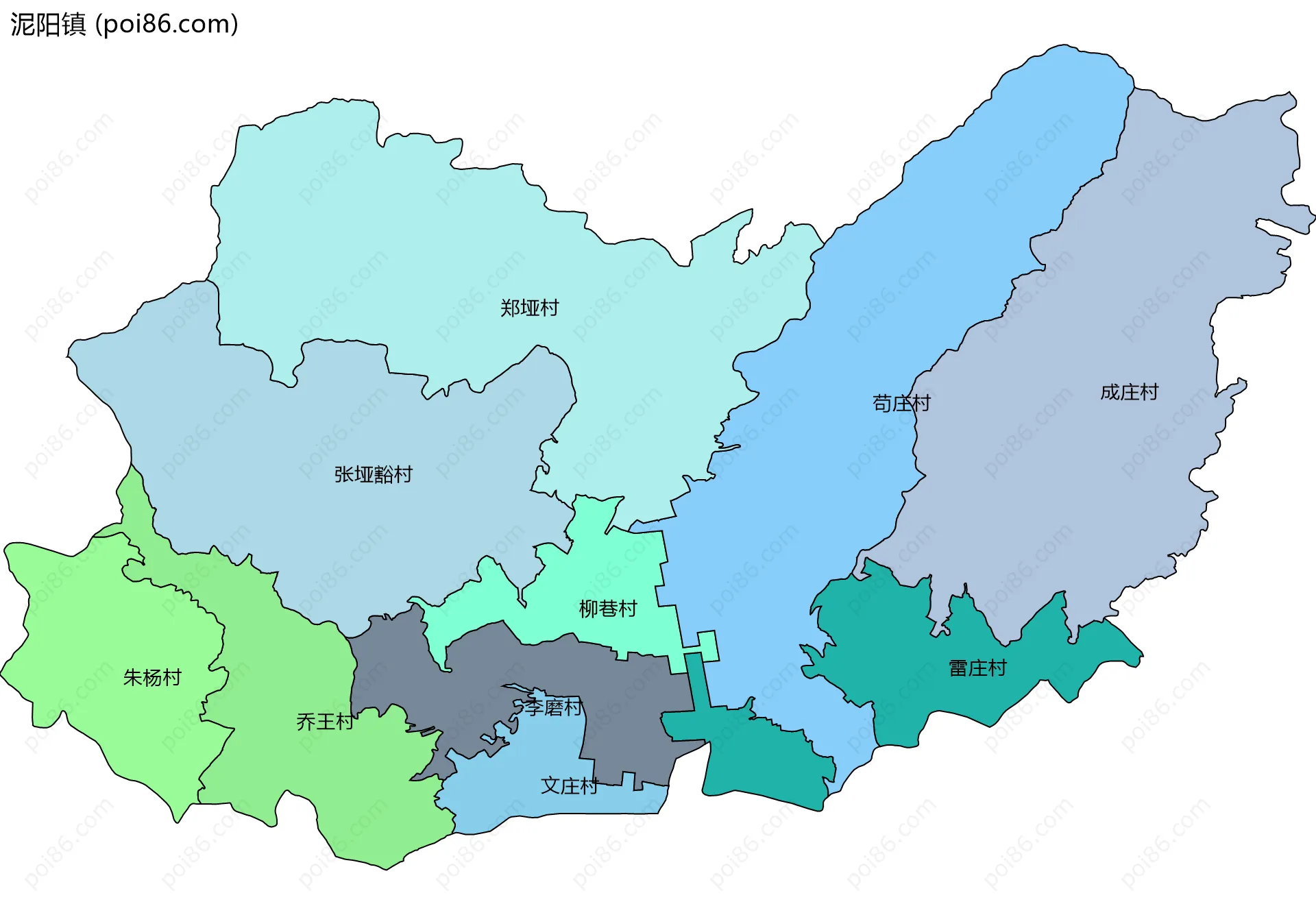 泥阳镇边界地图(五级行政区划)