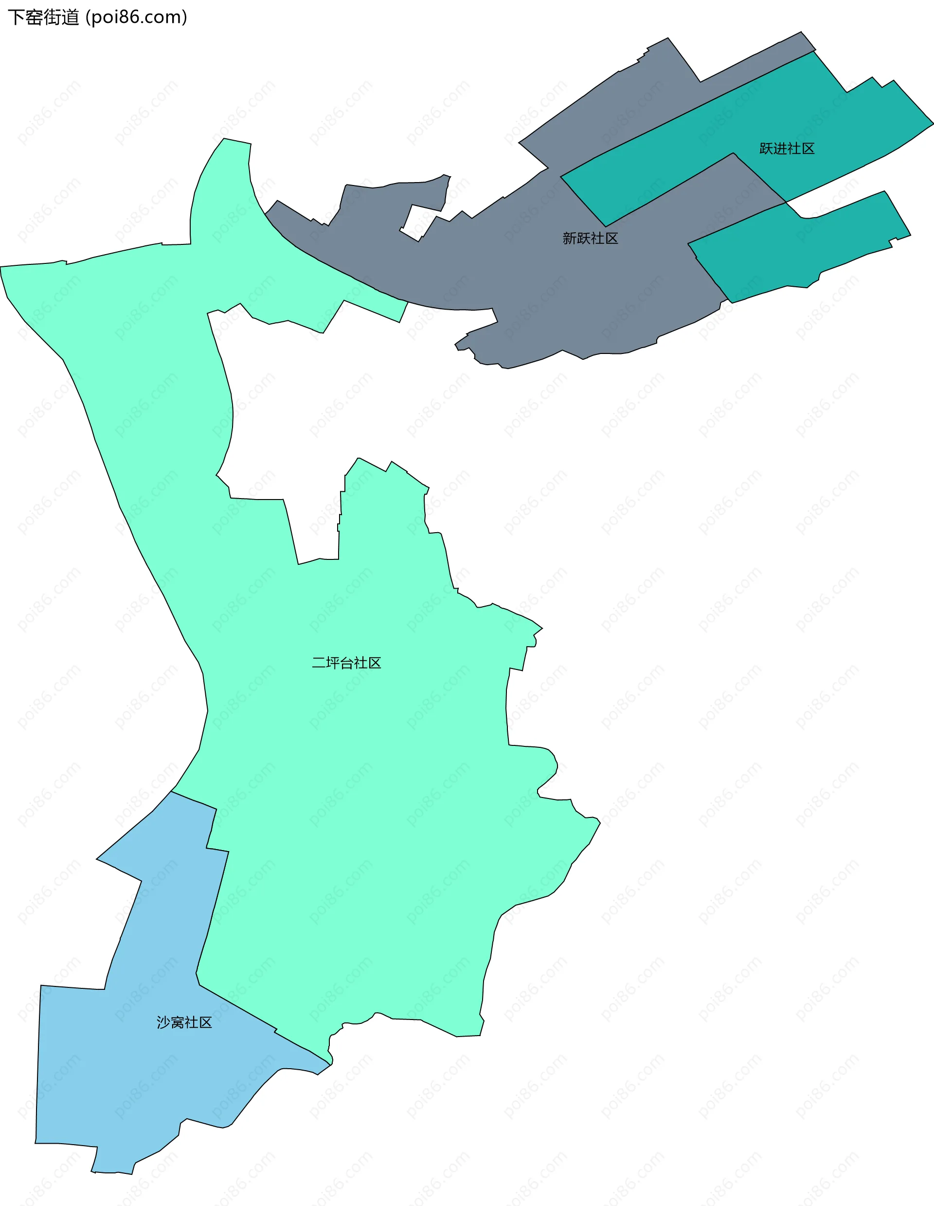 下窑街道边界地图(五级行政区划)