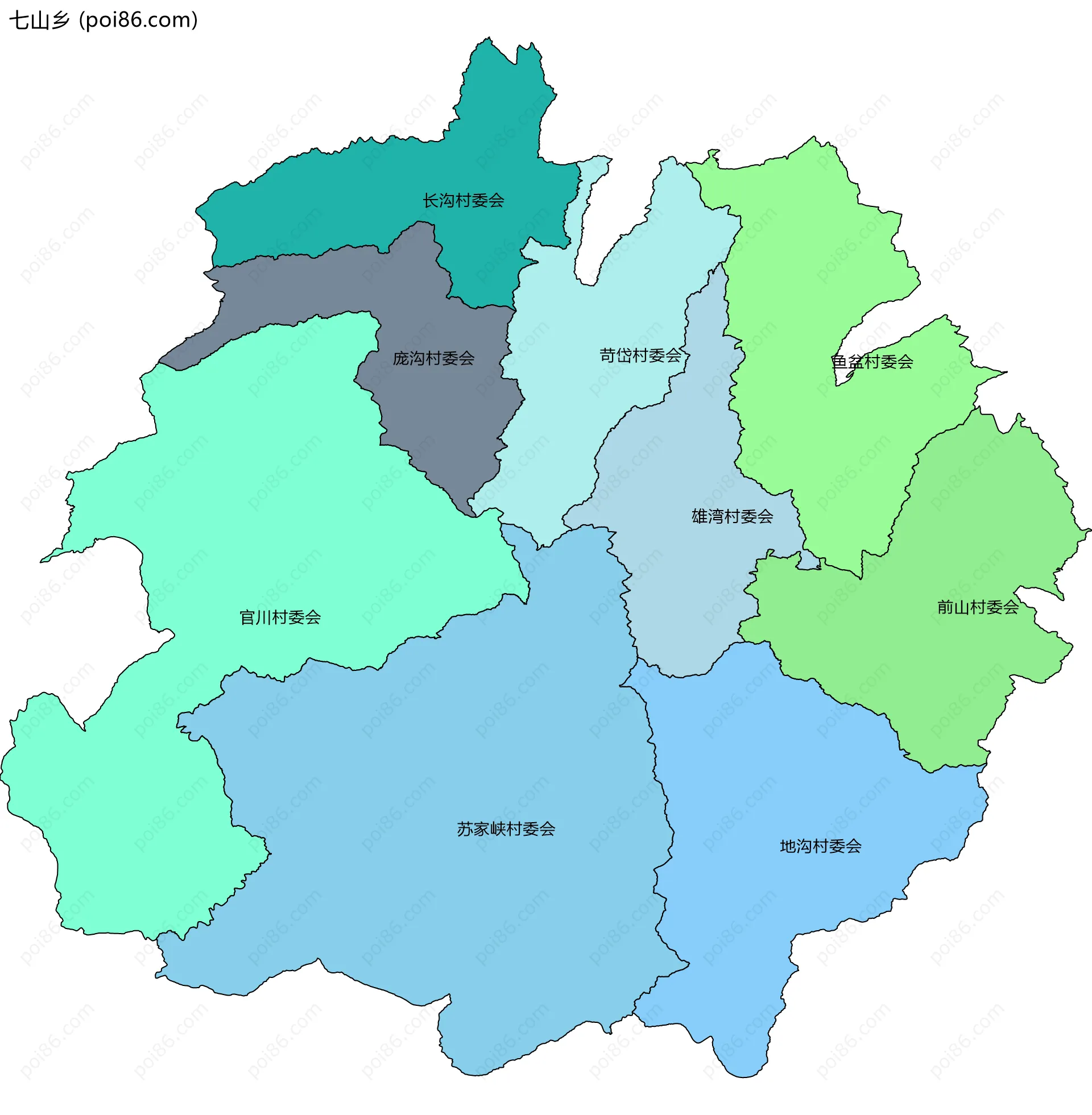 七山乡边界地图(五级行政区划)
