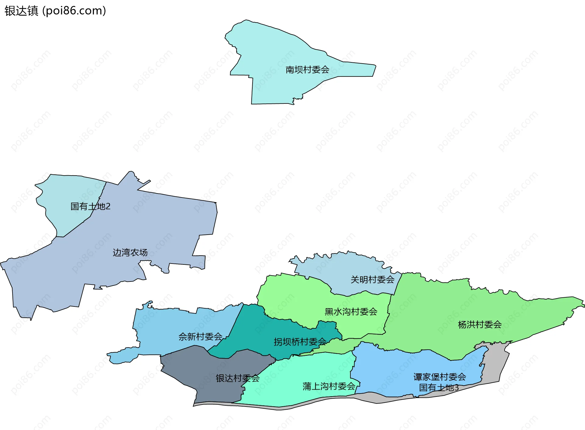 银达镇边界地图(五级行政区划)