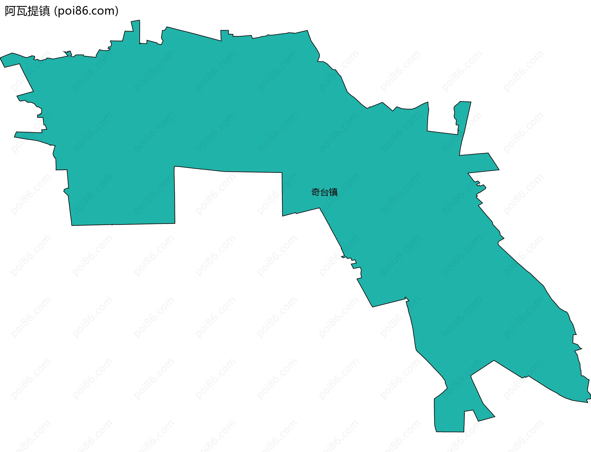 阿瓦提镇边界地图(五级行政区划)