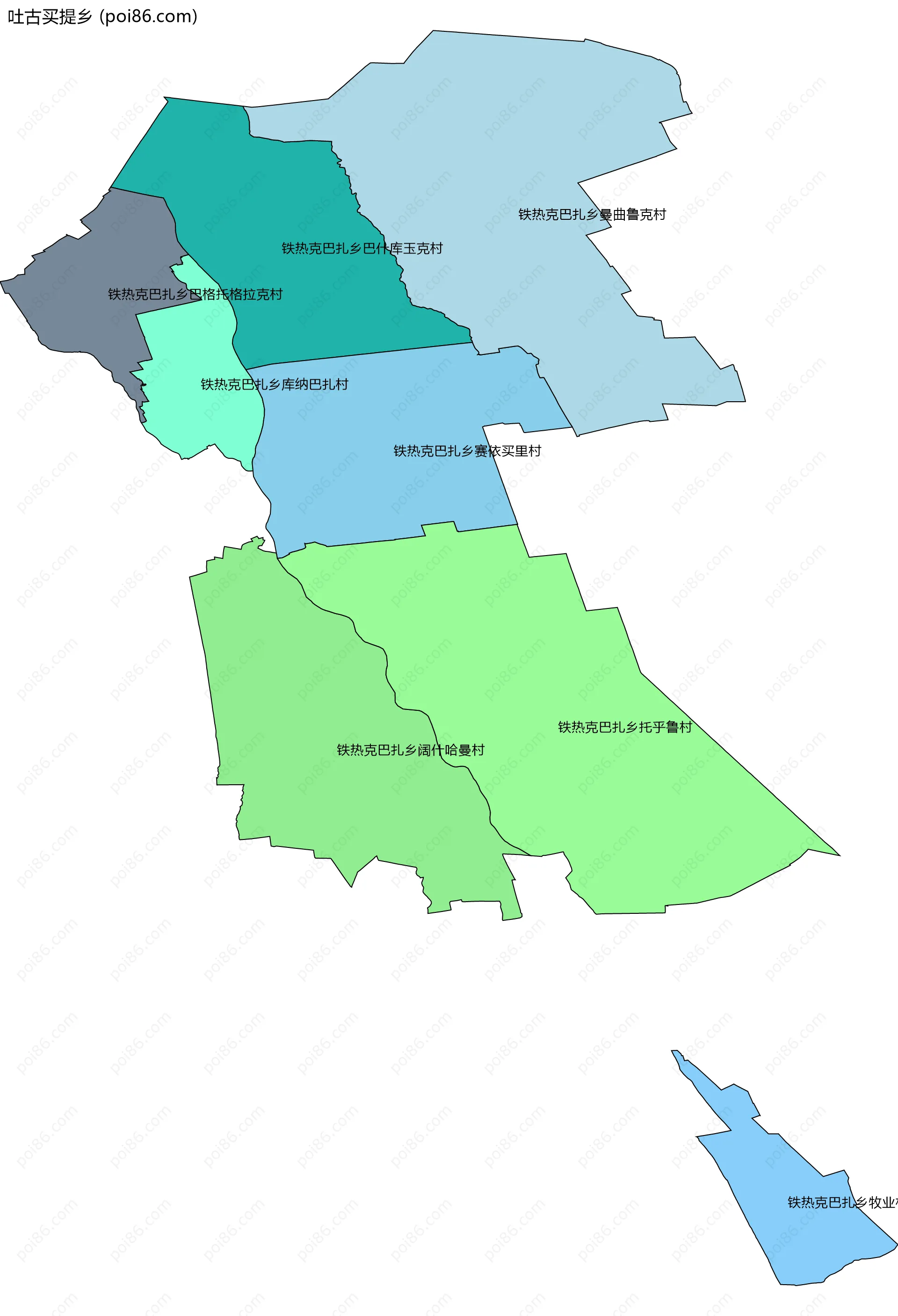 吐古买提乡边界地图(五级行政区划)