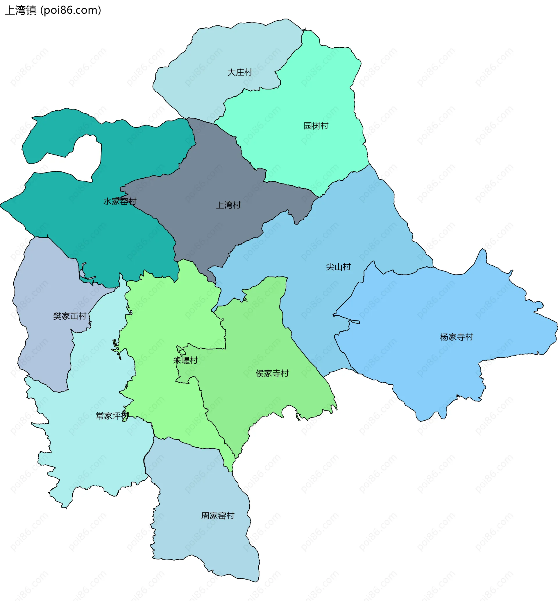 上湾镇边界地图(五级行政区划)