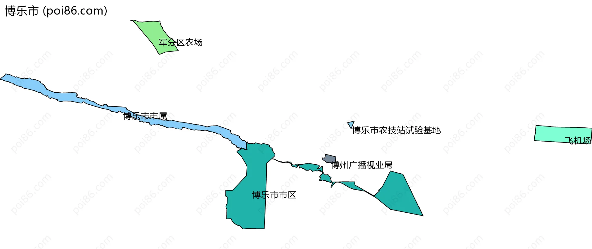 博乐市边界地图(五级行政区划)