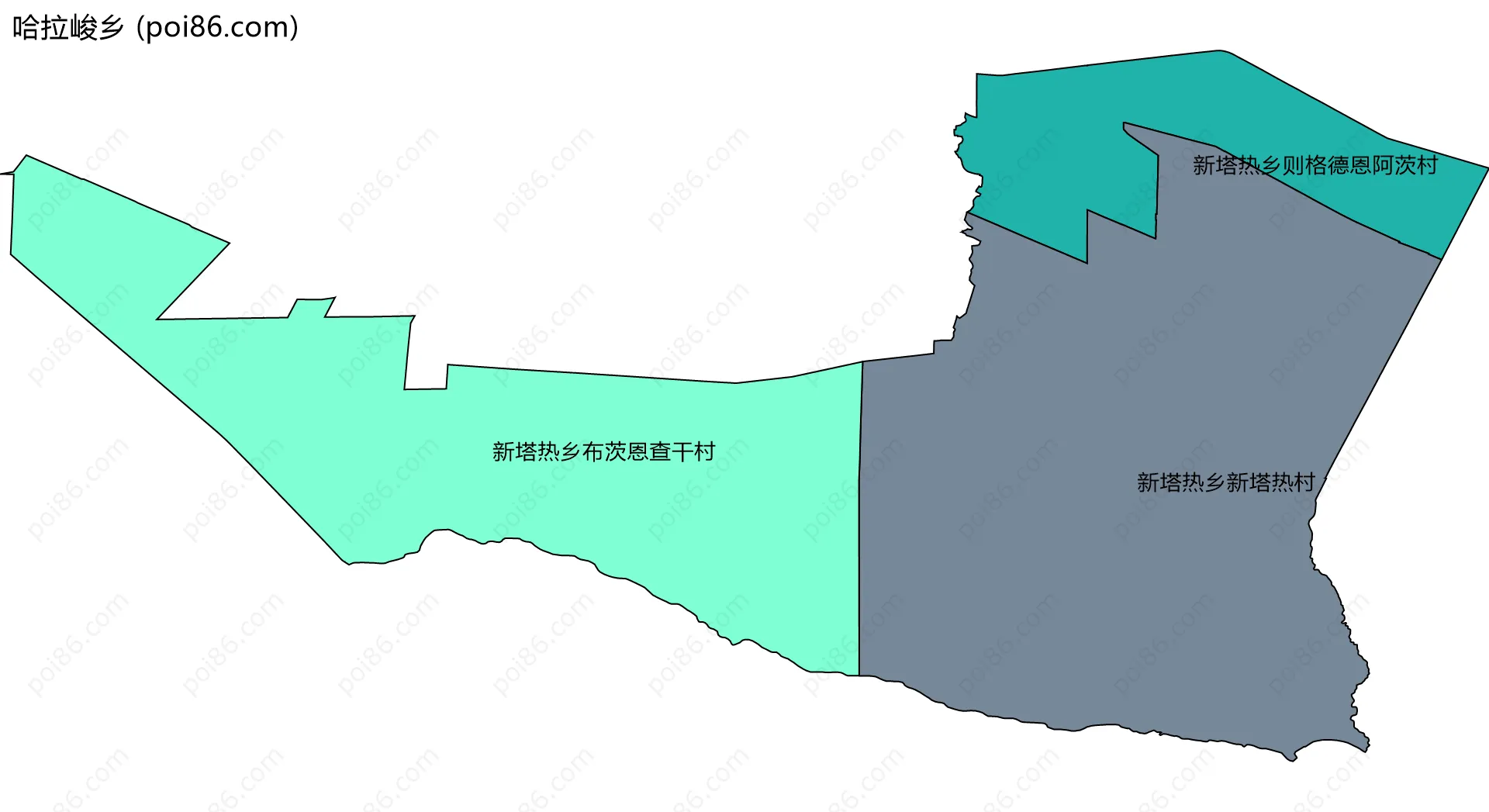 哈拉峻乡边界地图(五级行政区划)