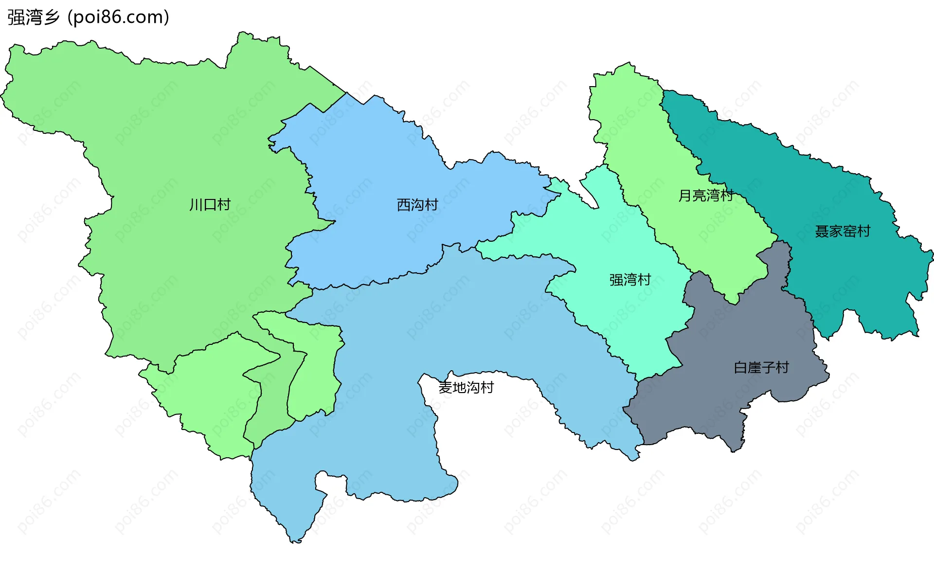强湾乡边界地图(五级行政区划)