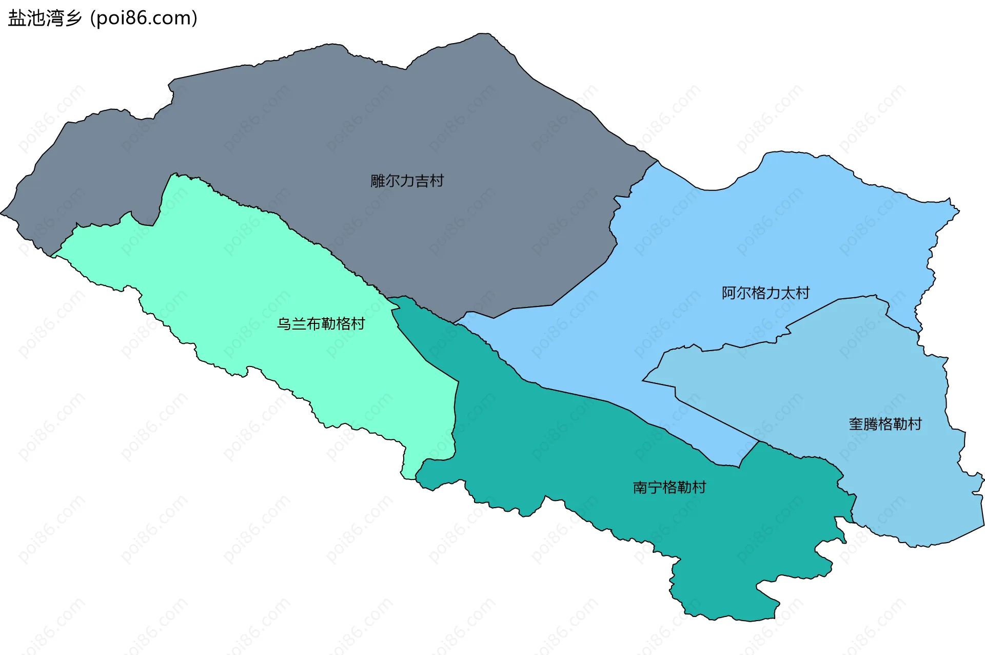 盐池湾乡边界地图(五级行政区划)