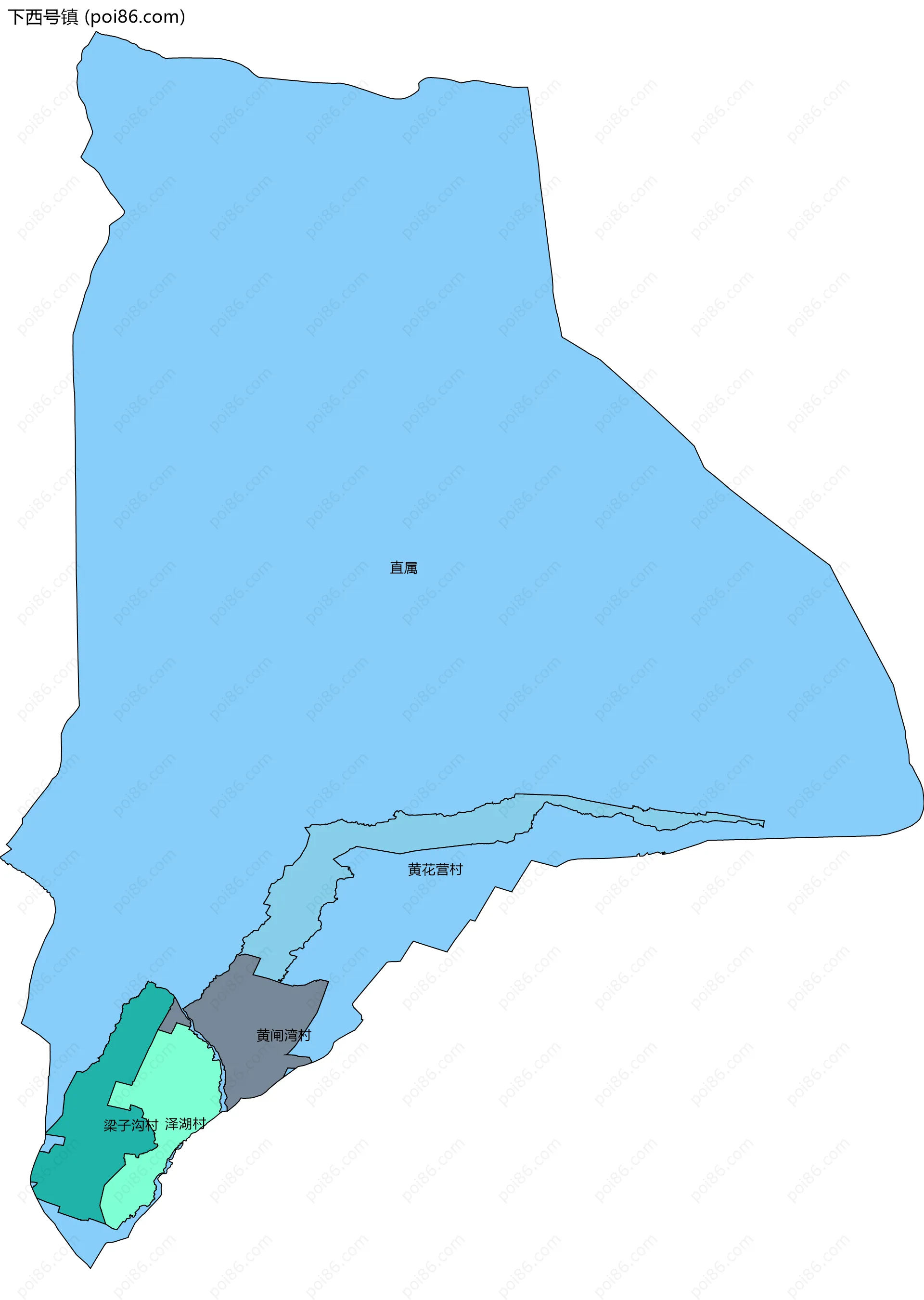 下西号镇边界地图(五级行政区划)