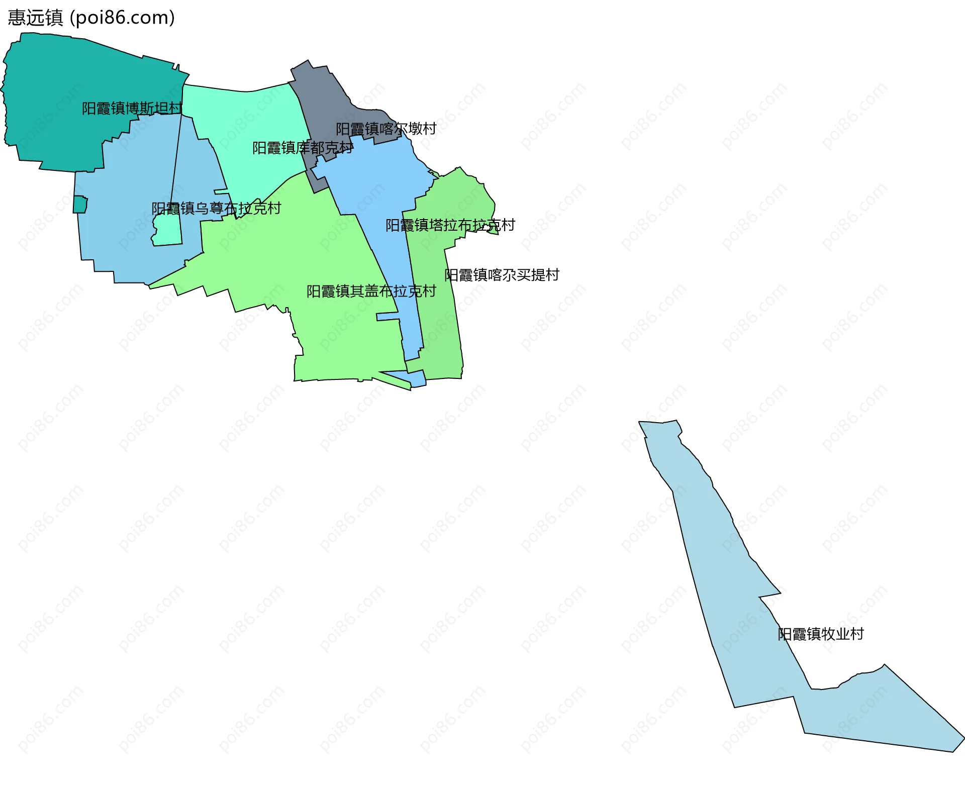 惠远镇边界地图(五级行政区划)