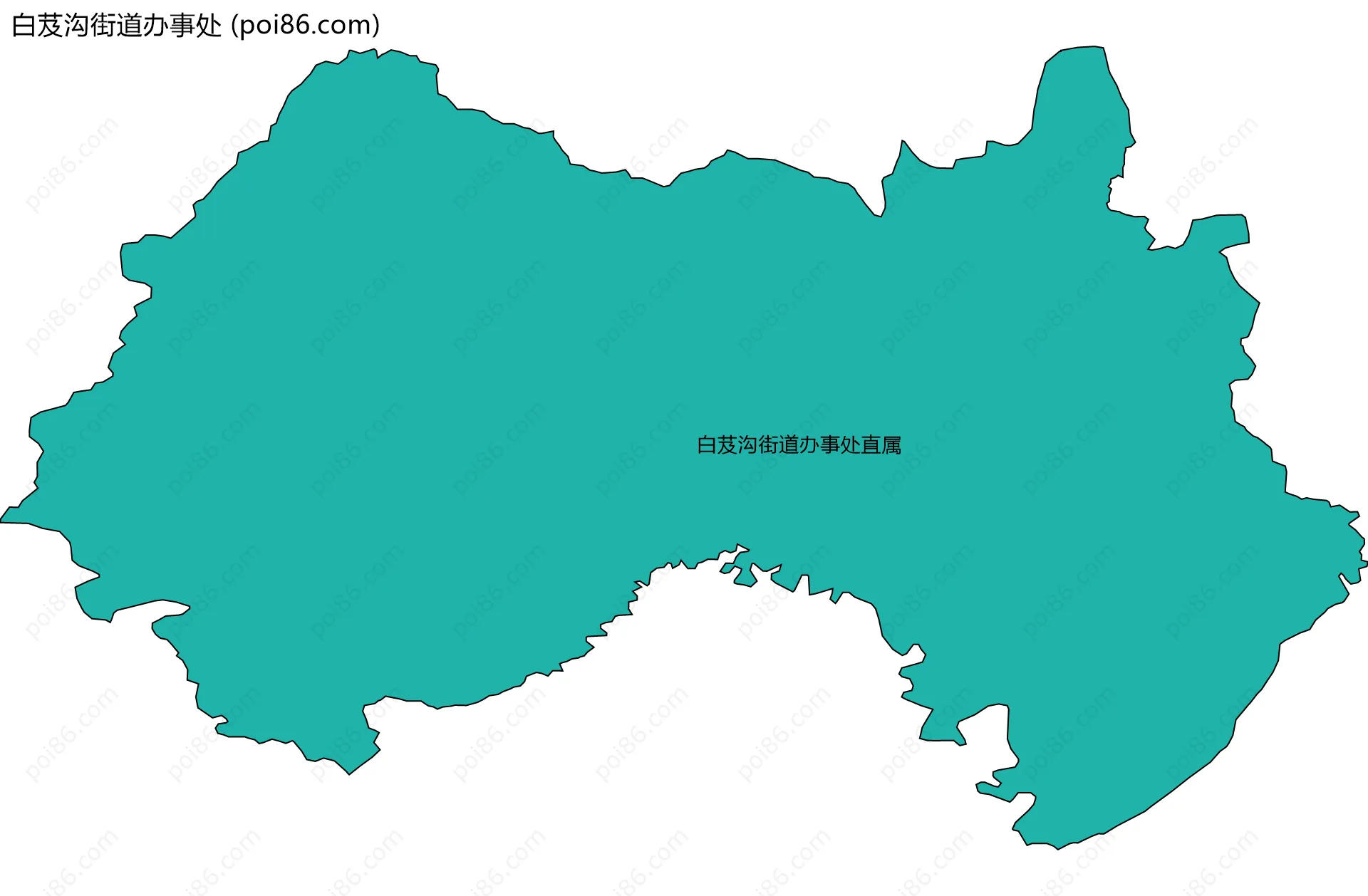白芨沟街道办事处边界地图(五级行政区划)