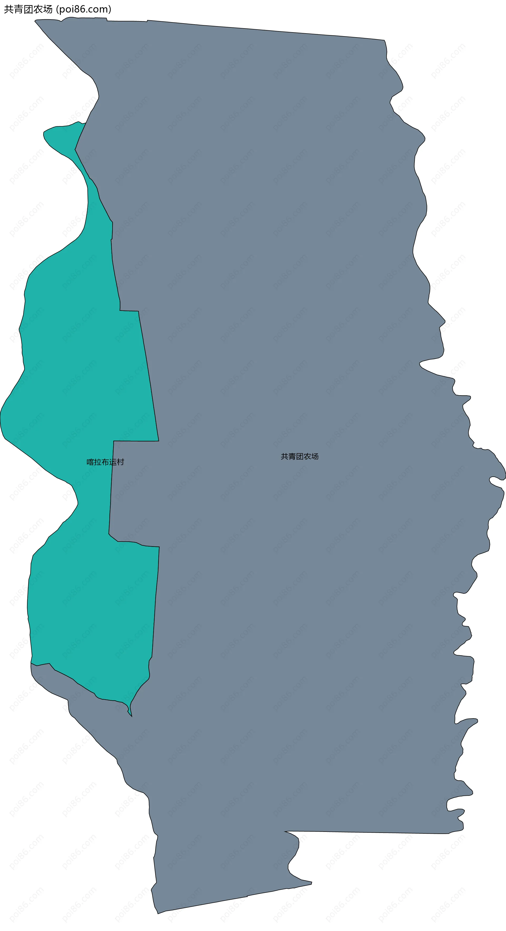 共青团农场边界地图(五级行政区划)