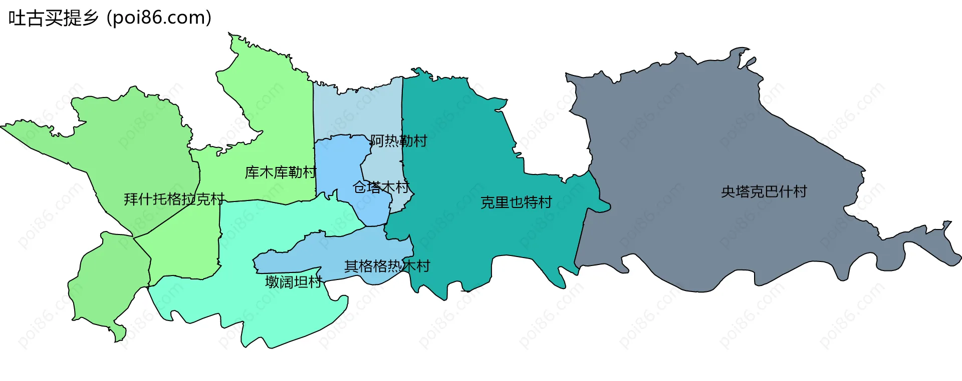 吐古买提乡边界地图(五级行政区划)