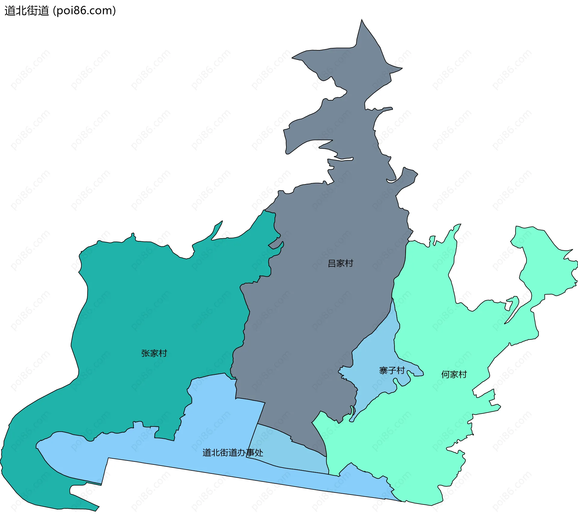 道北街道边界地图(五级行政区划)