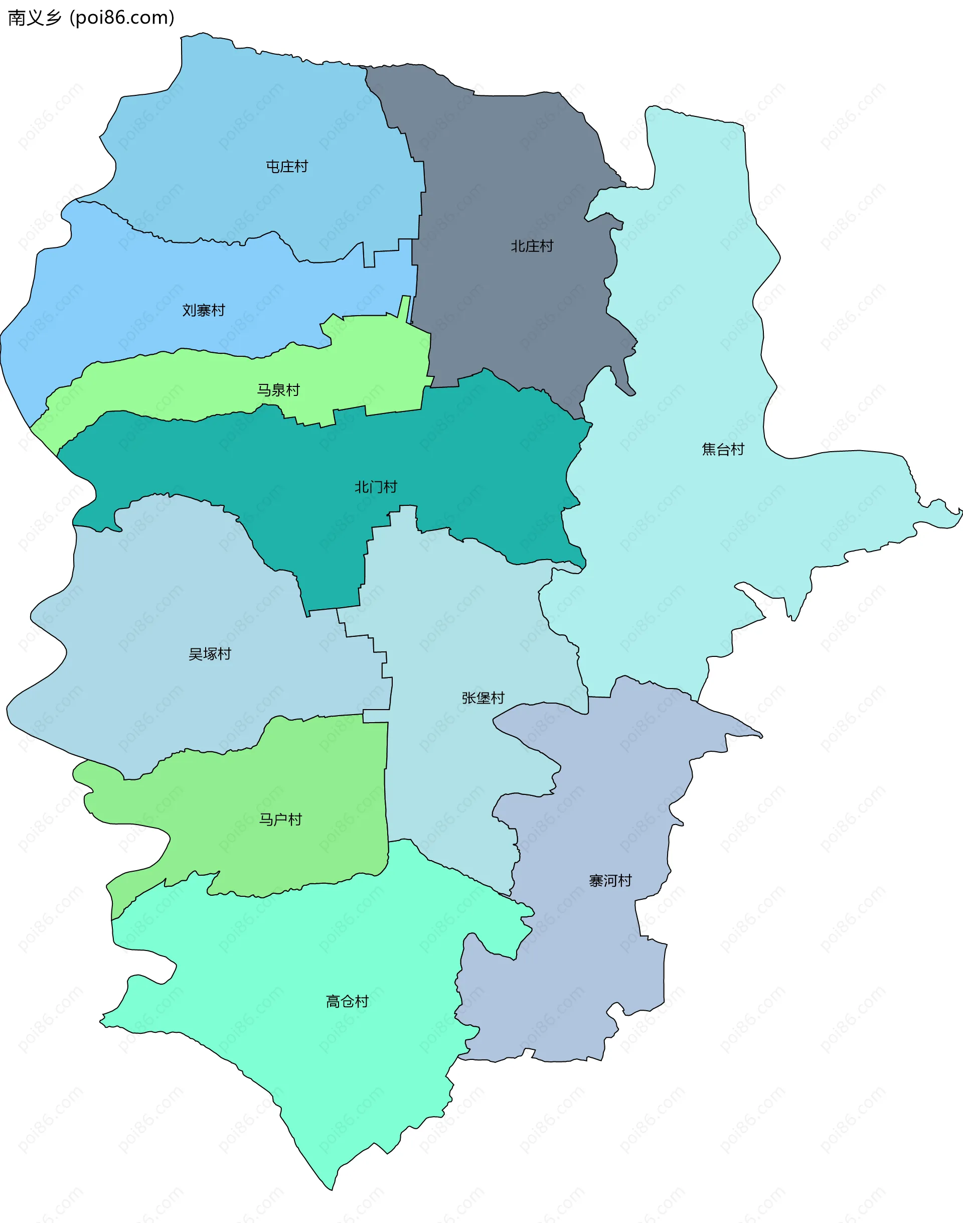 南义乡边界地图(五级行政区划)