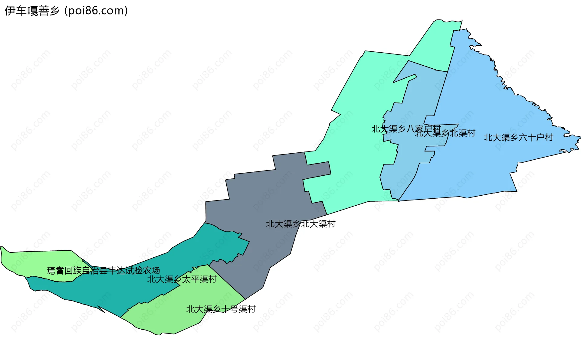 伊车嘎善乡边界地图(五级行政区划)