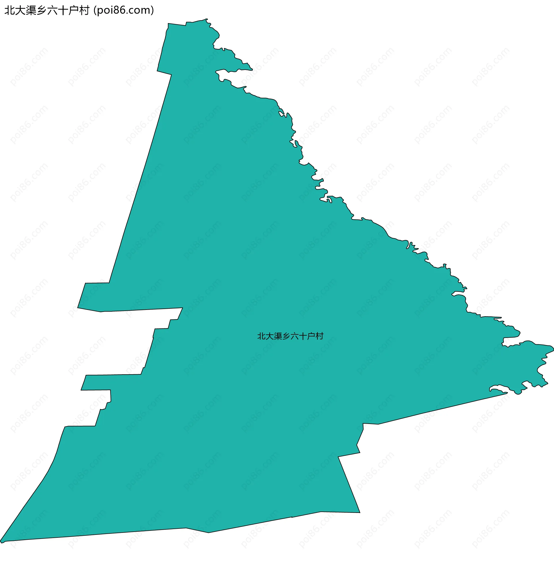 北大渠乡六十户村边界地图