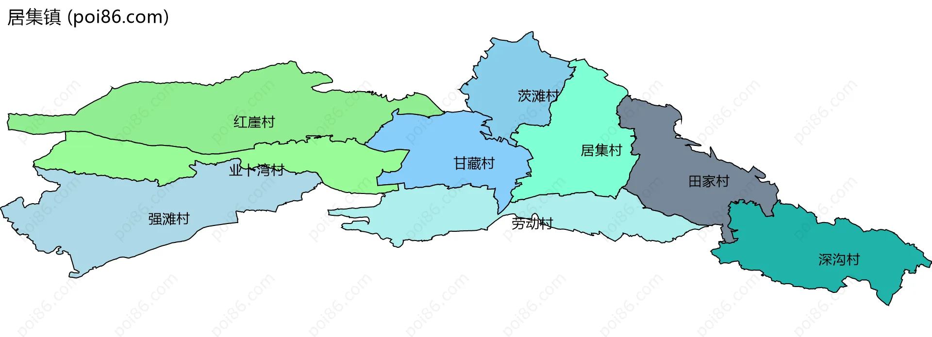 居集镇边界地图(五级行政区划)