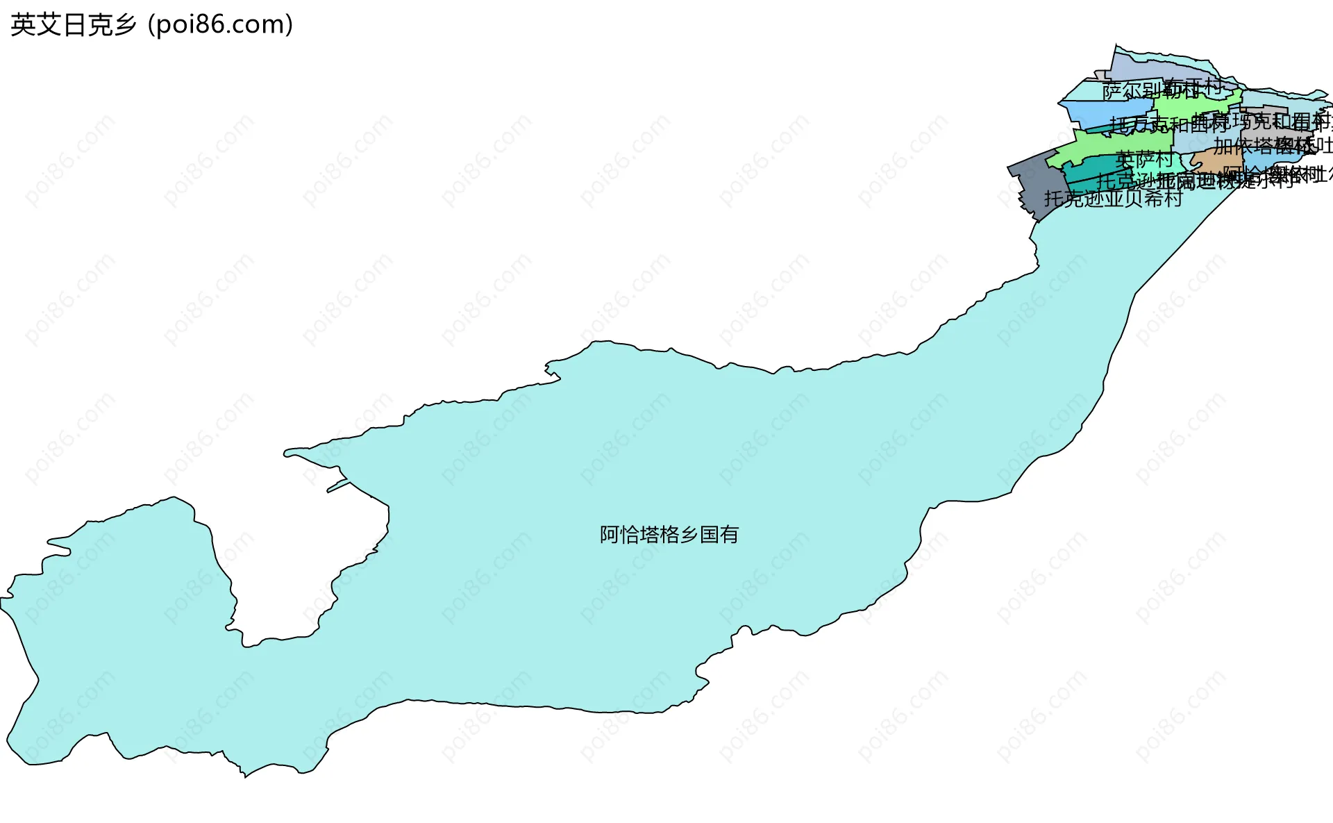 英艾日克乡边界地图(五级行政区划)