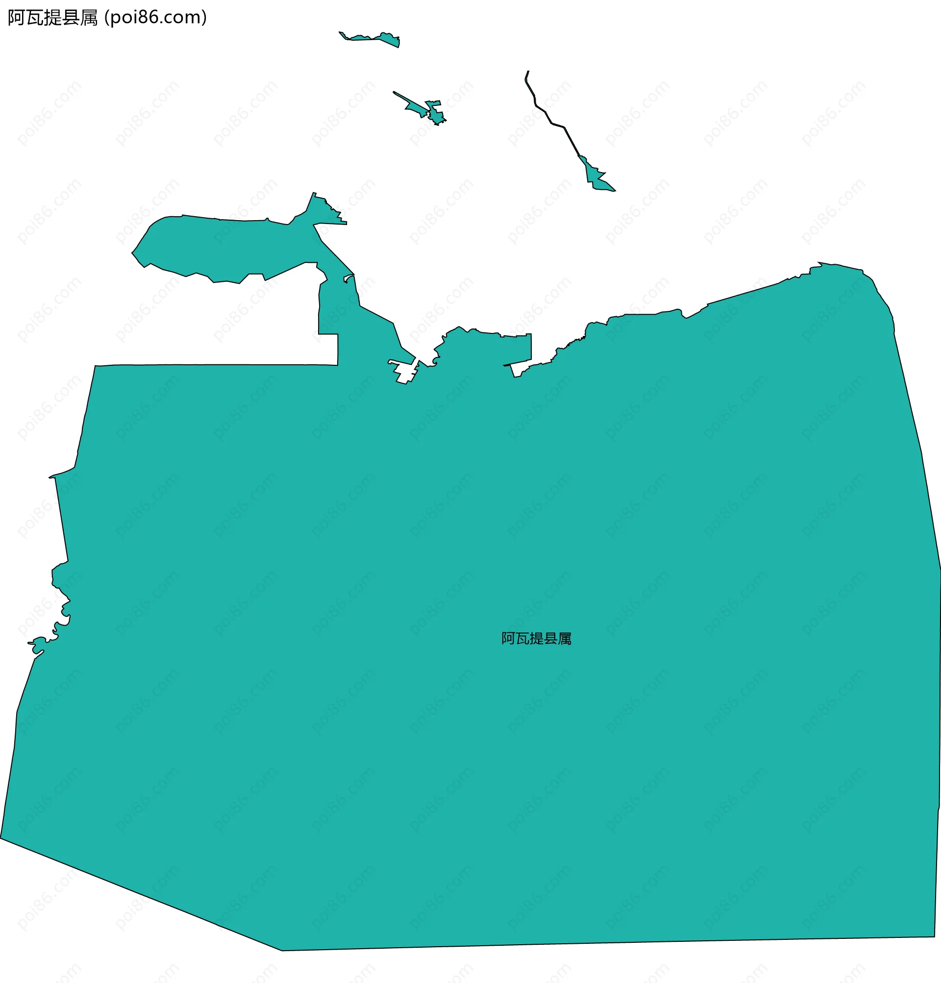 阿瓦提县属边界地图(五级行政区划)