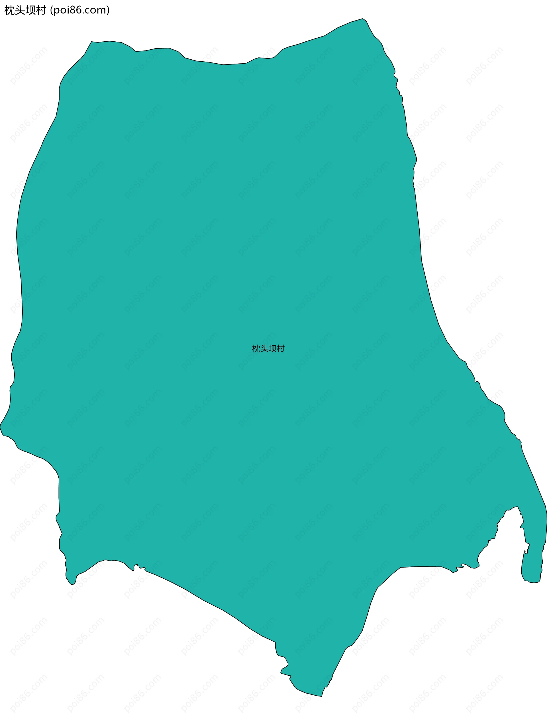 枕头坝村边界地图