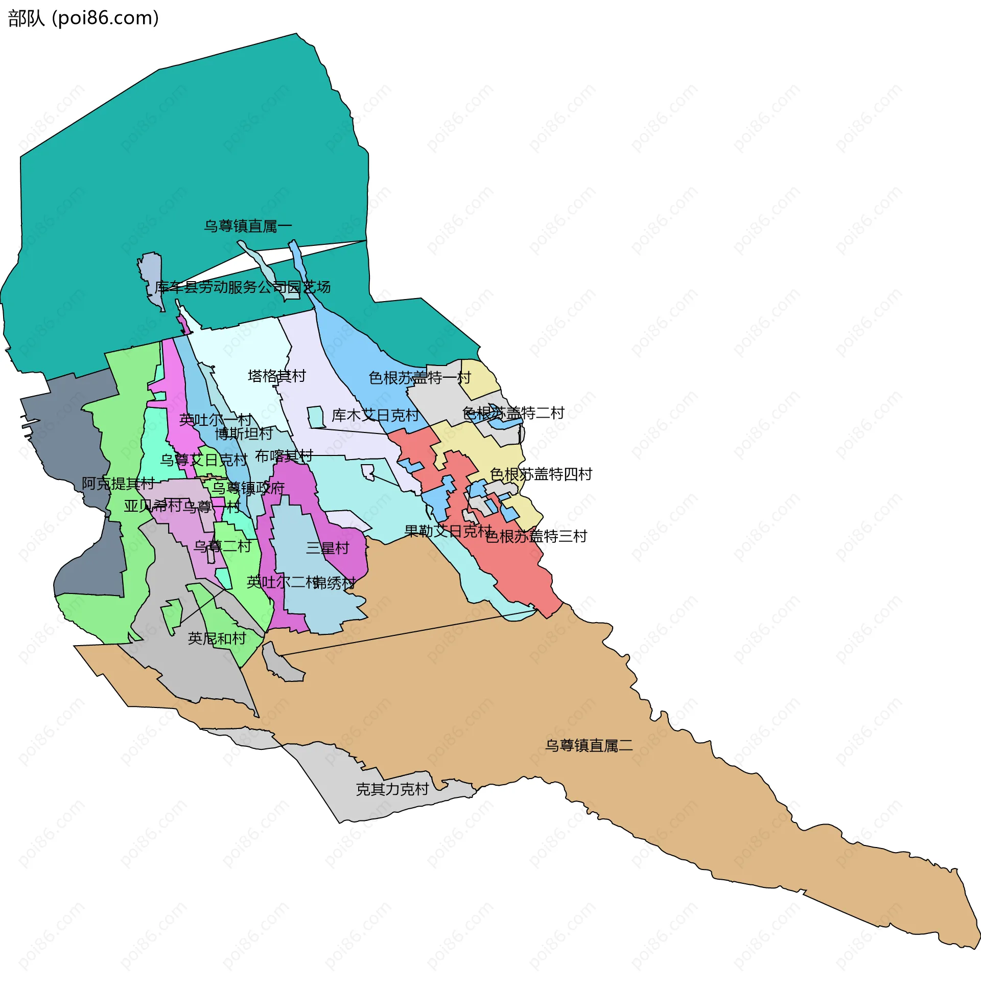 部队边界地图(五级行政区划)