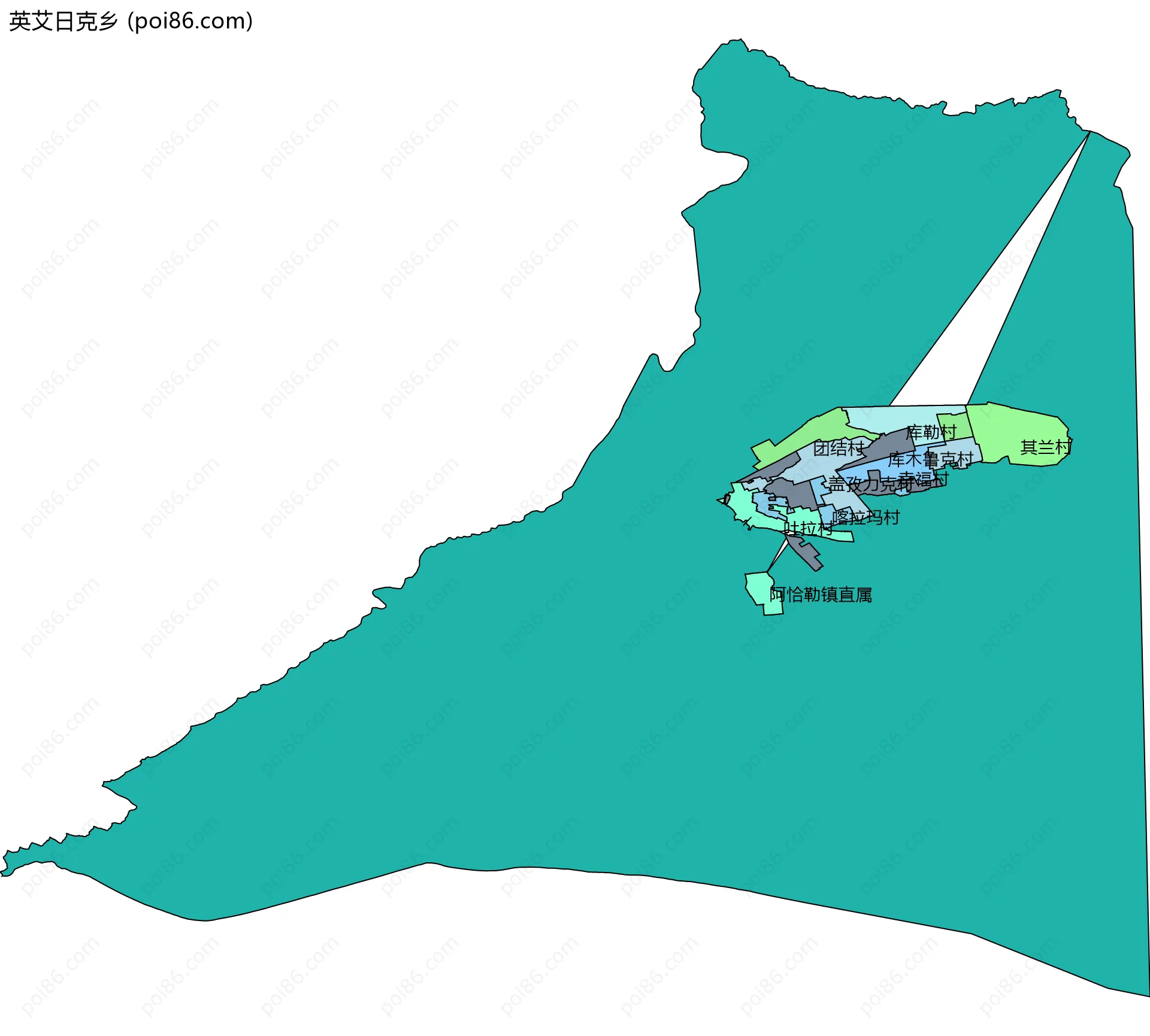 英艾日克乡边界地图(五级行政区划)