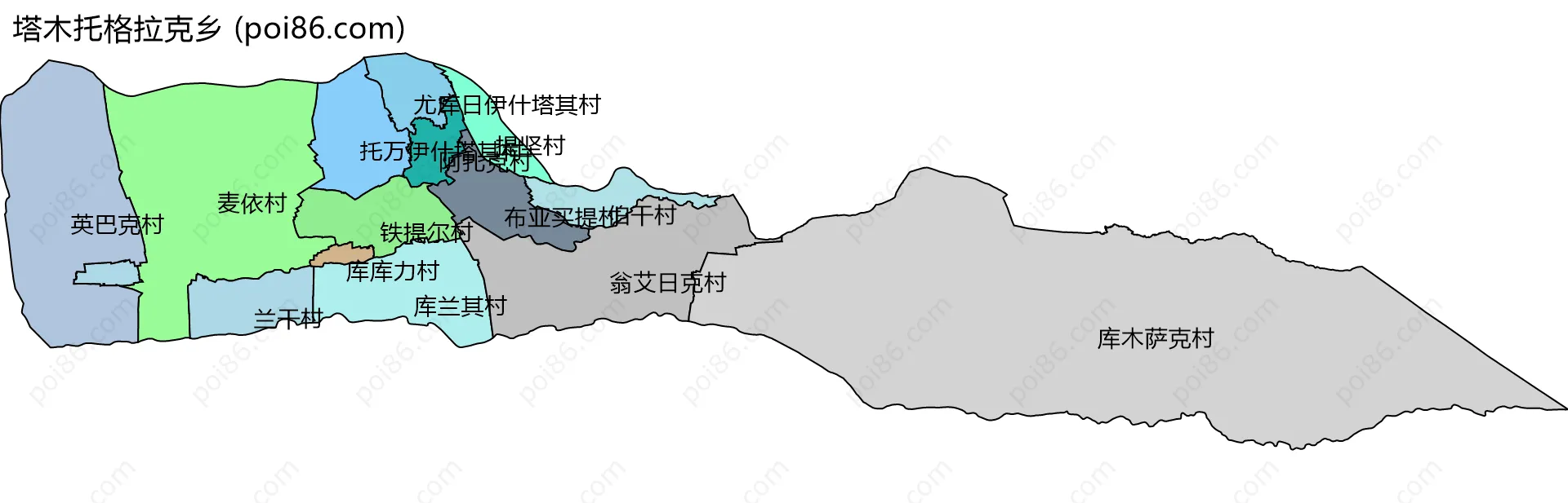 塔木托格拉克乡边界地图(五级行政区划)
