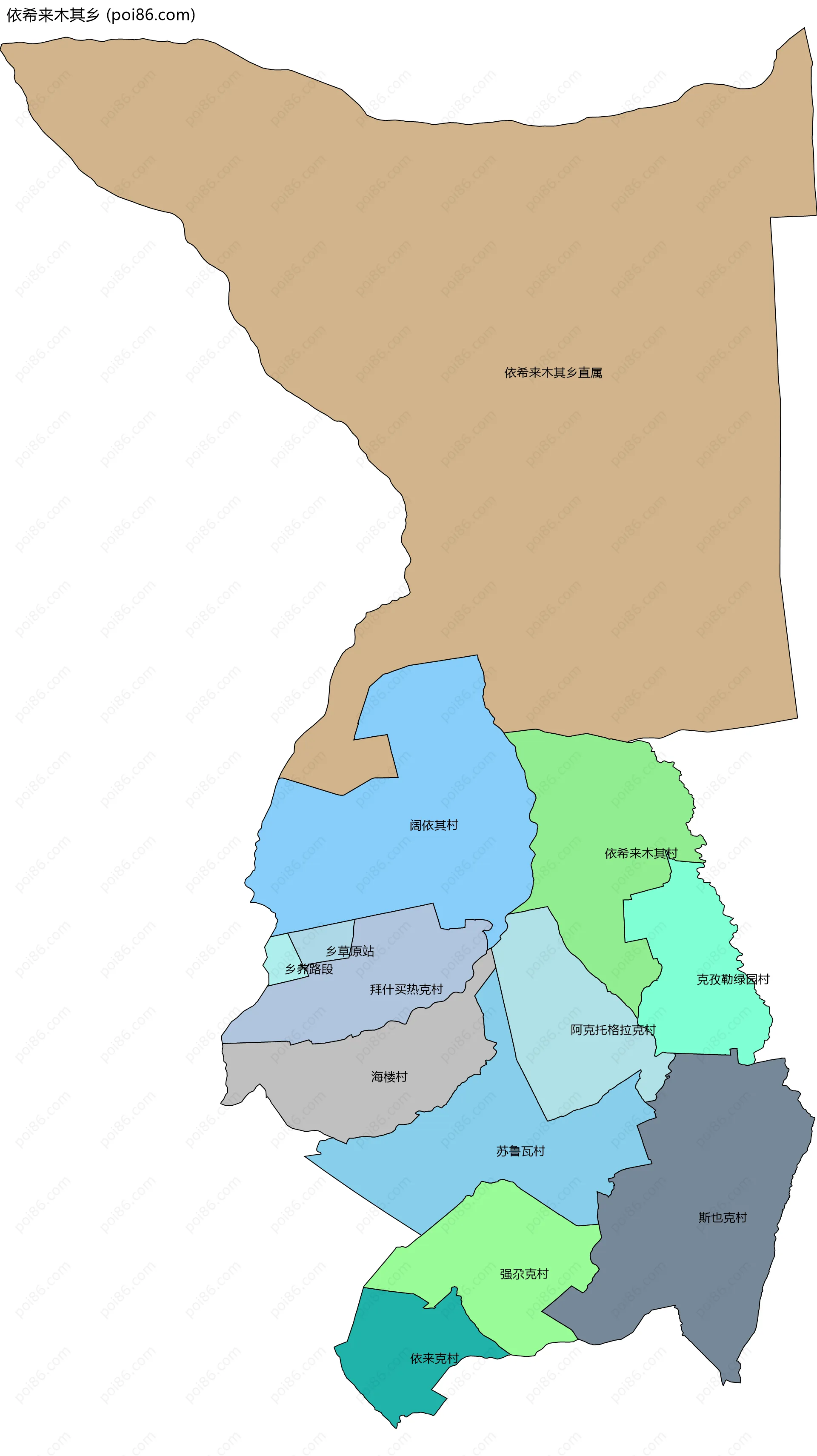 依希来木其乡边界地图(五级行政区划)