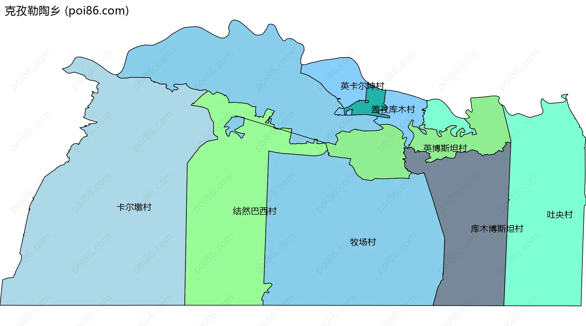 克孜勒陶乡边界地图(五级行政区划)