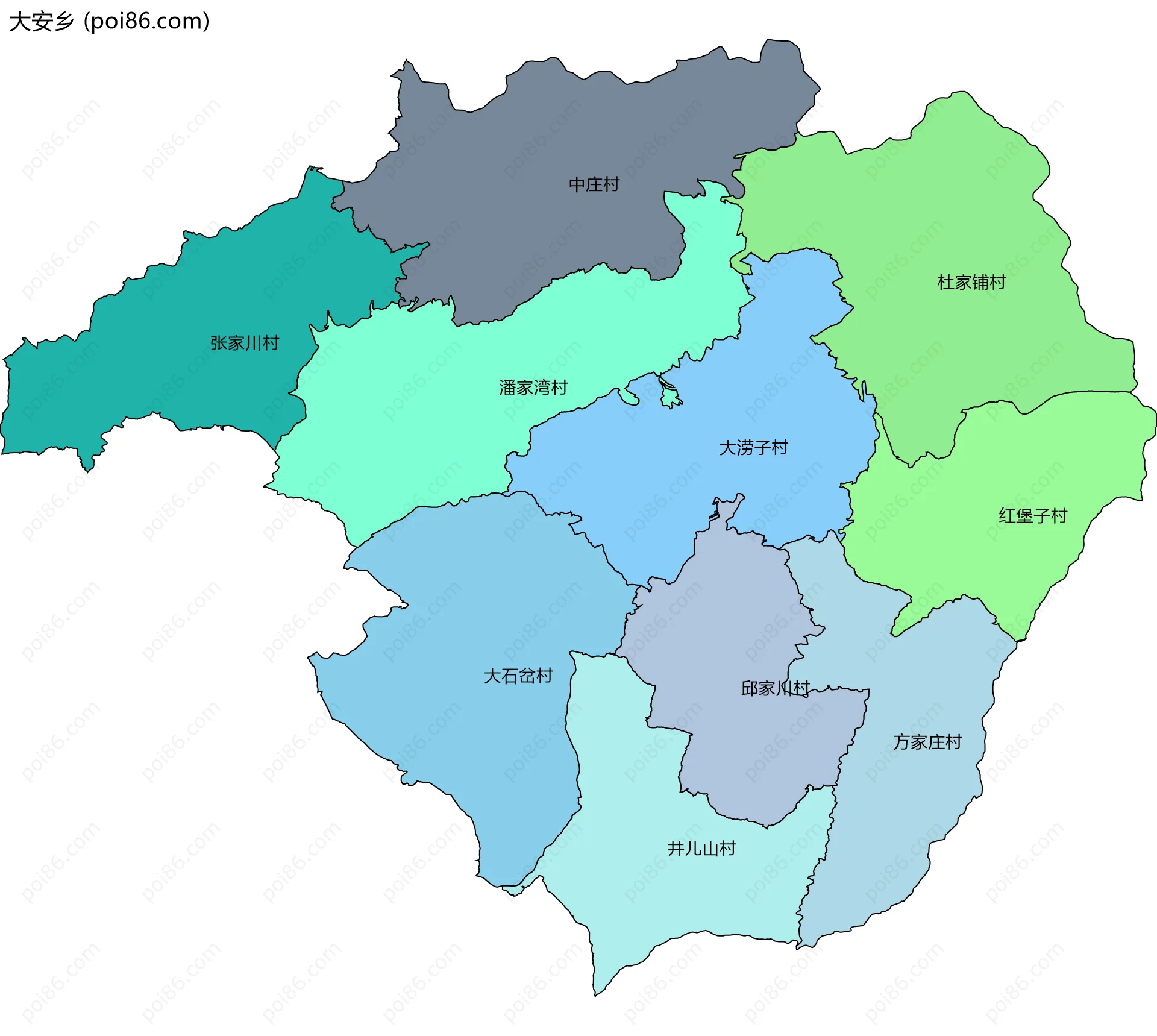 大安乡边界地图(五级行政区划)
