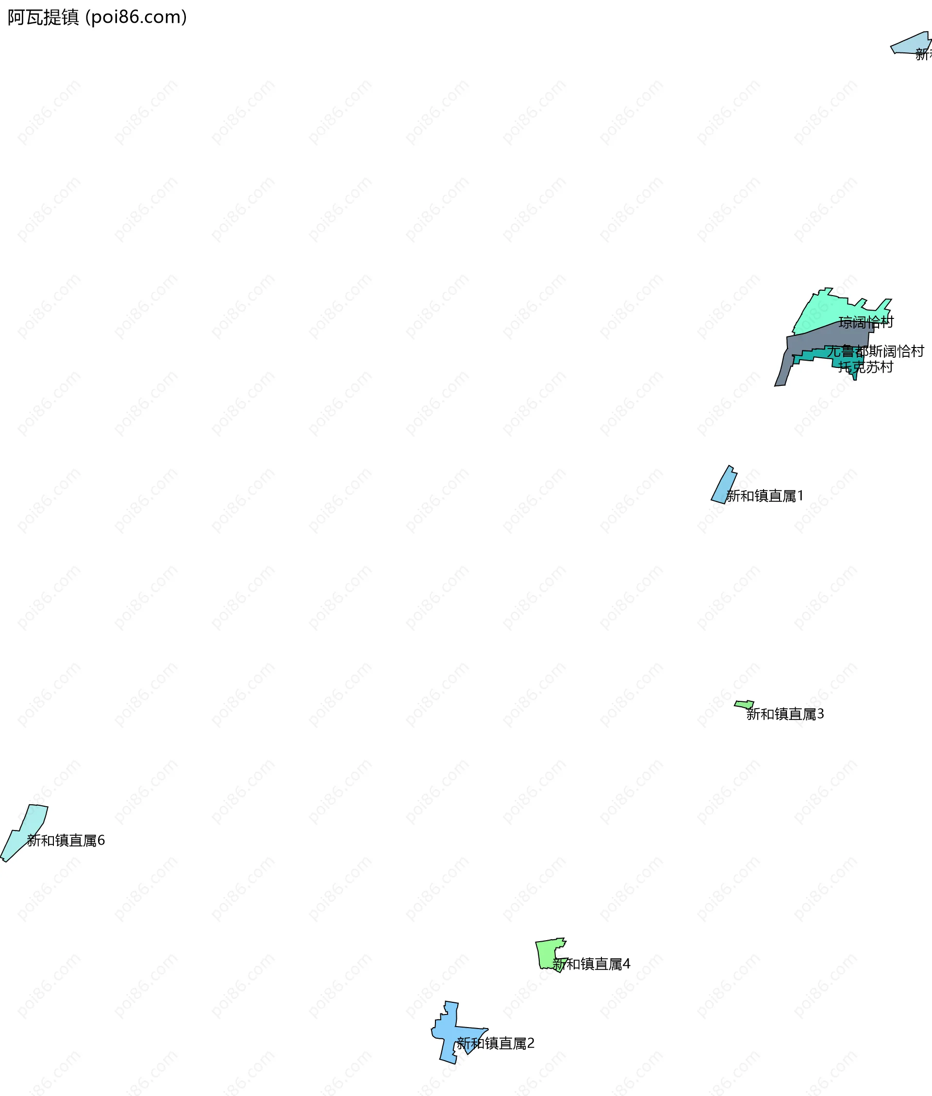 阿瓦提镇边界地图(五级行政区划)