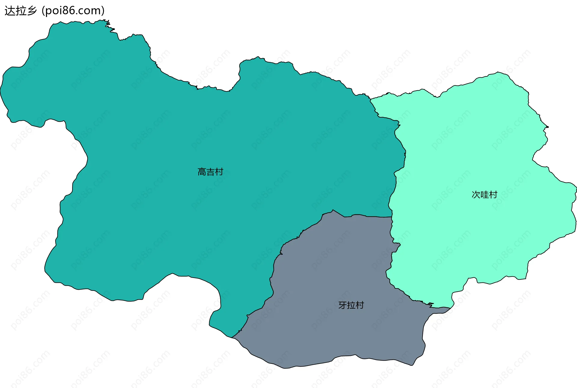 达拉乡边界地图(五级行政区划)