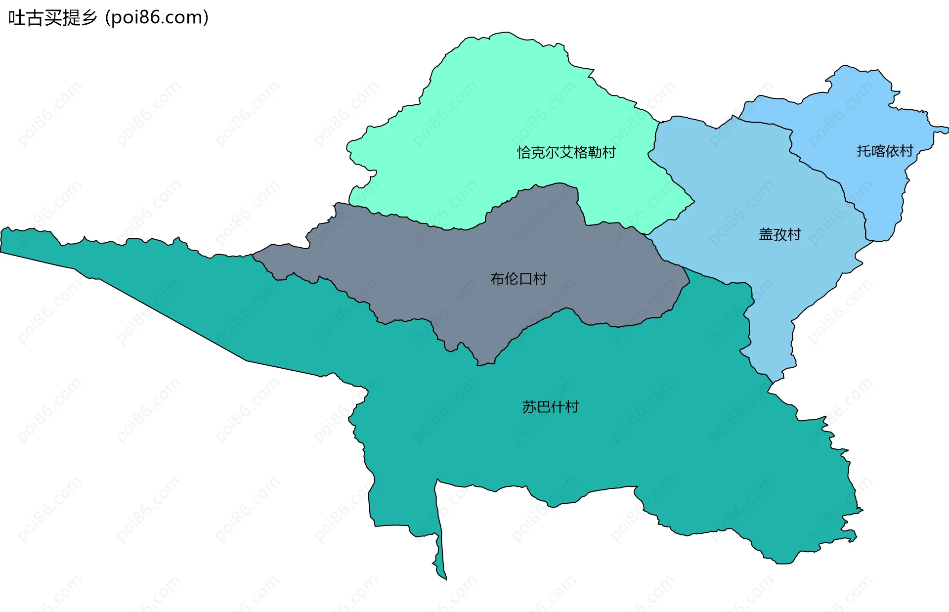 吐古买提乡边界地图(五级行政区划)