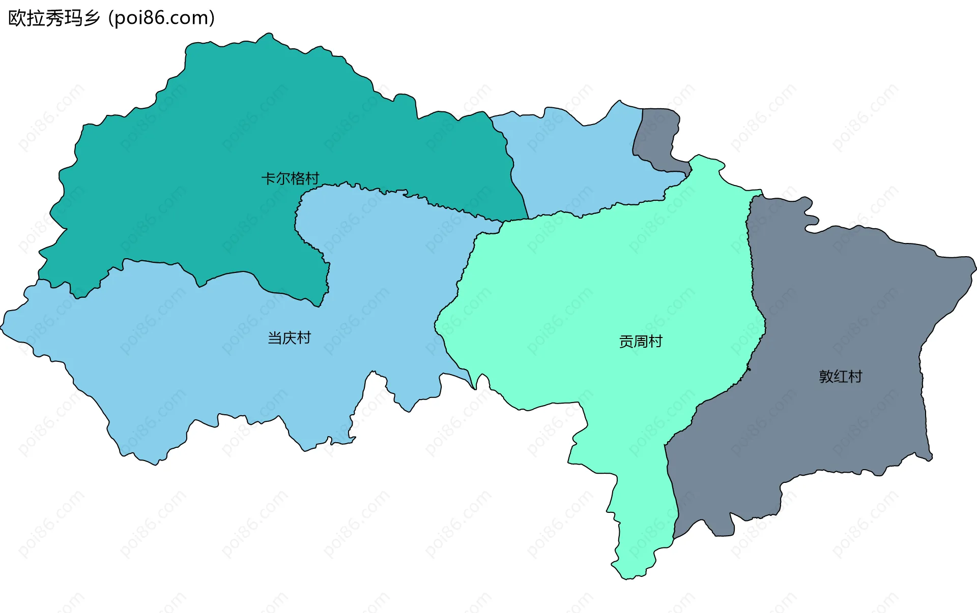 欧拉秀玛乡边界地图(五级行政区划)