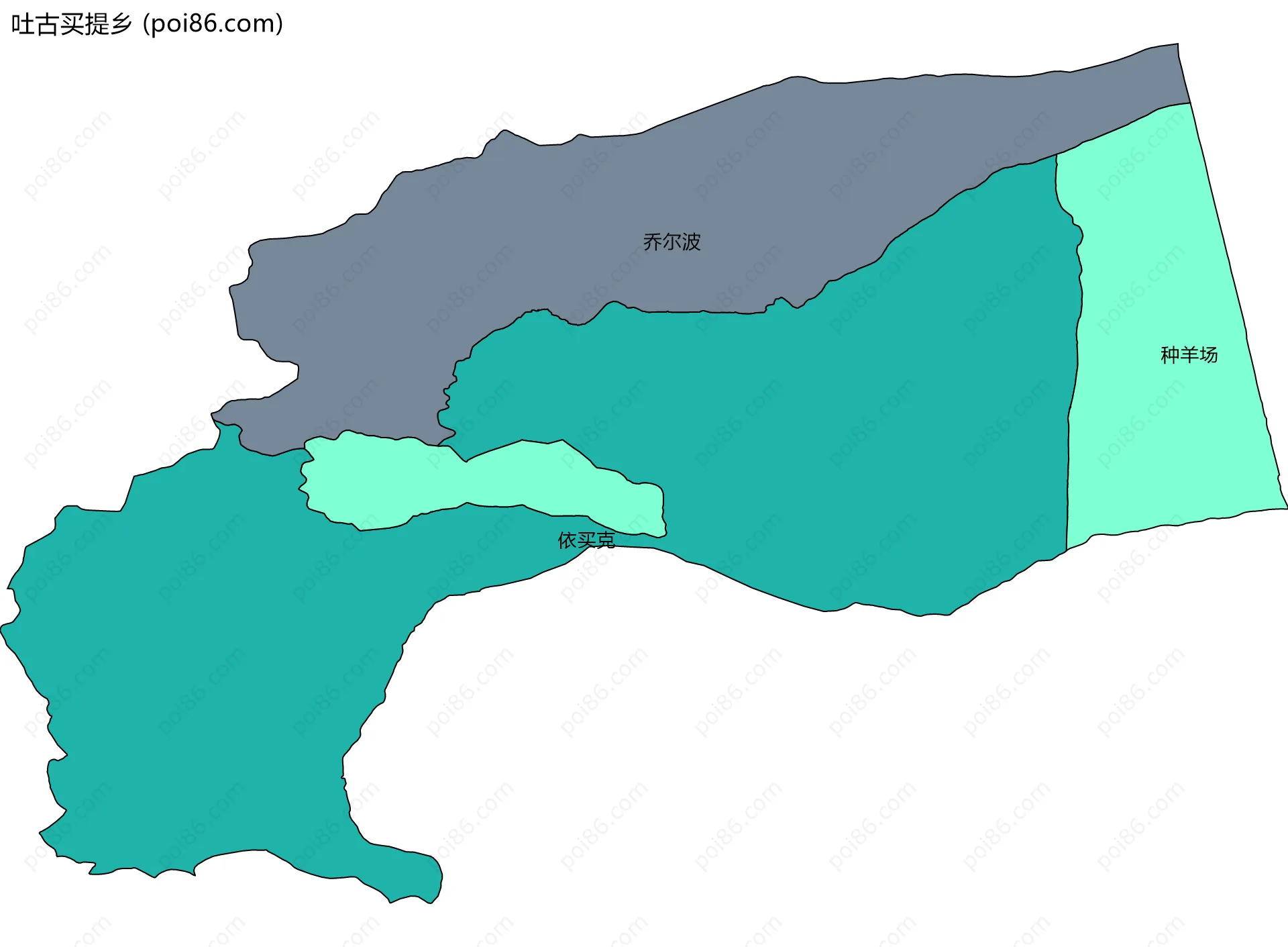 吐古买提乡边界地图(五级行政区划)