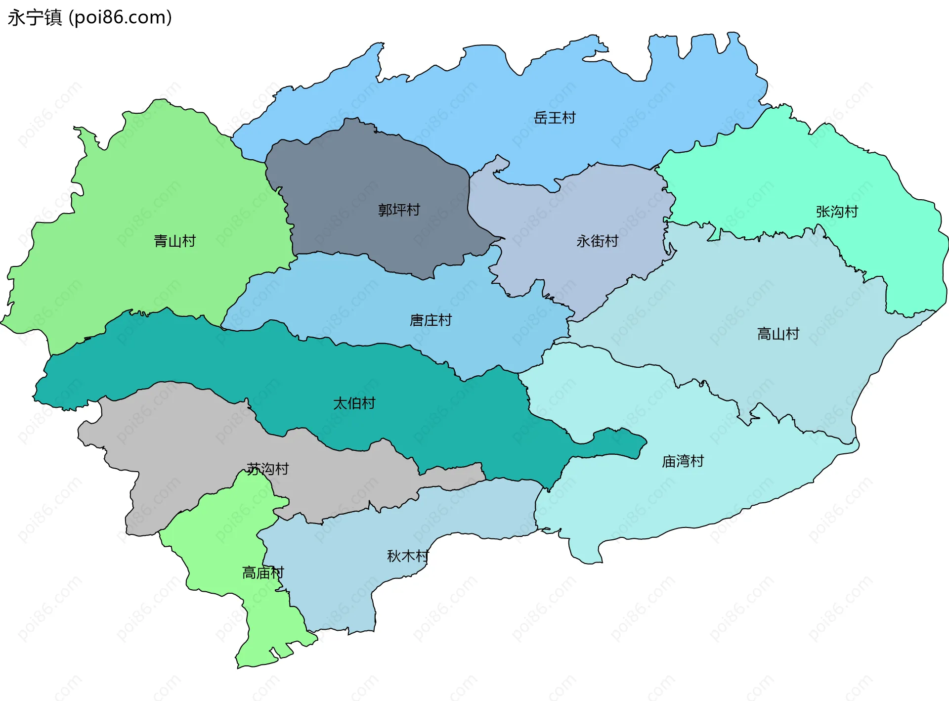 永宁镇边界地图(五级行政区划)