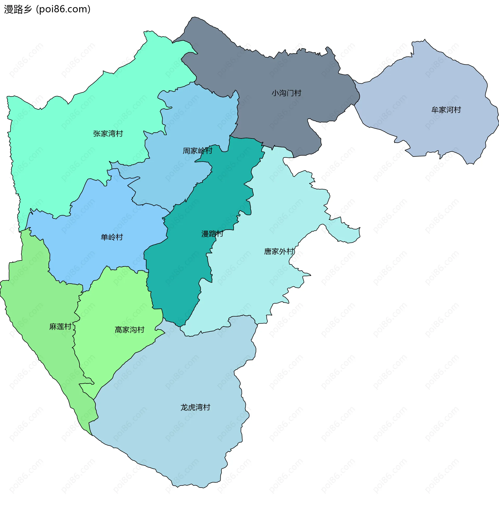 漫路乡边界地图(五级行政区划)