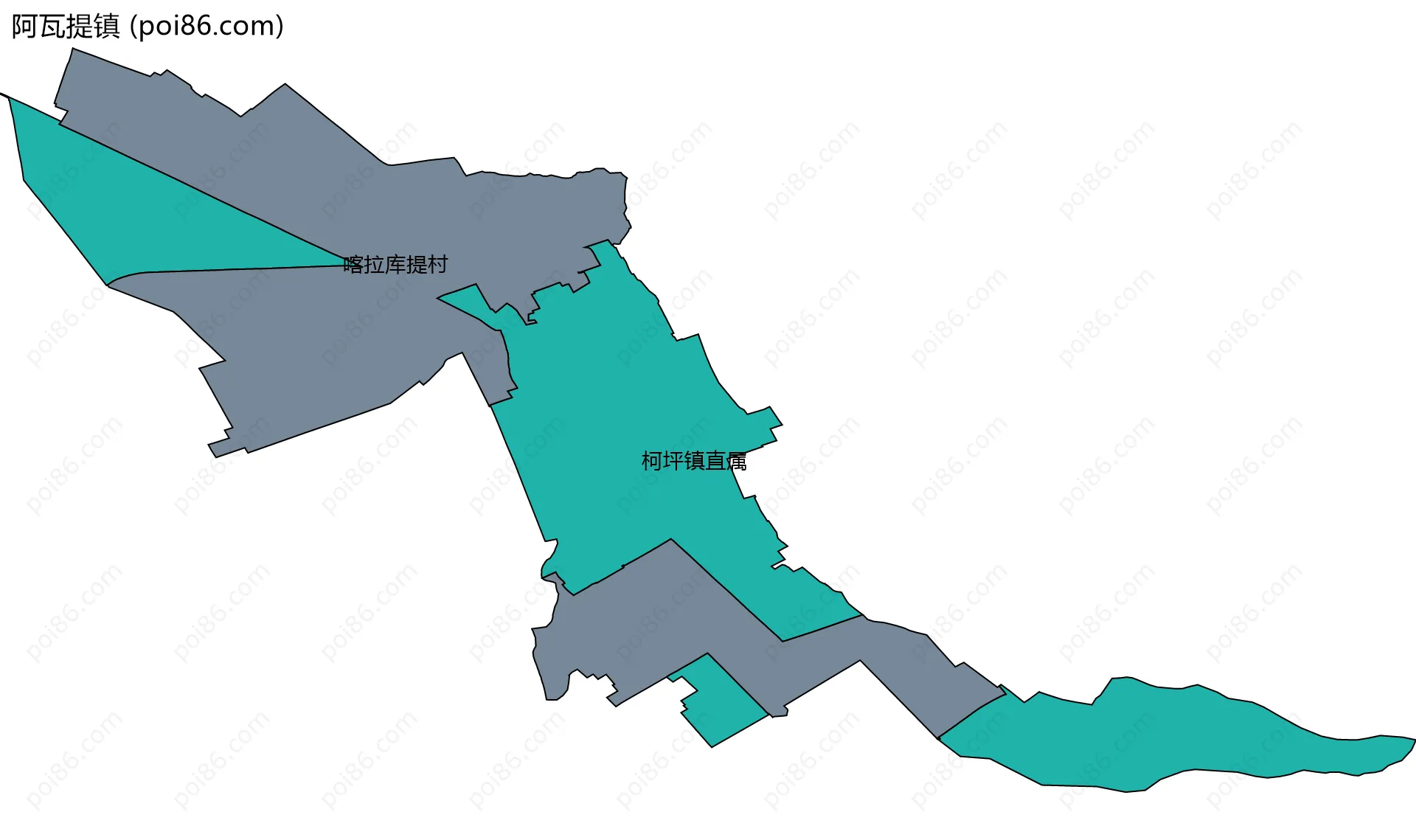 阿瓦提镇边界地图(五级行政区划)