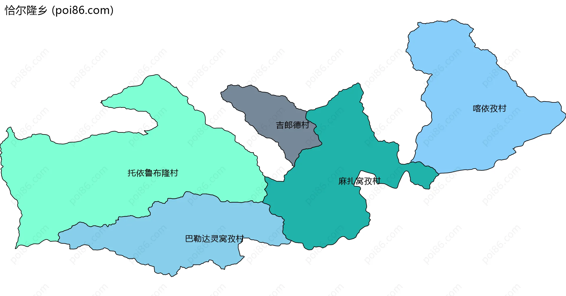 恰尔隆乡边界地图(五级行政区划)
