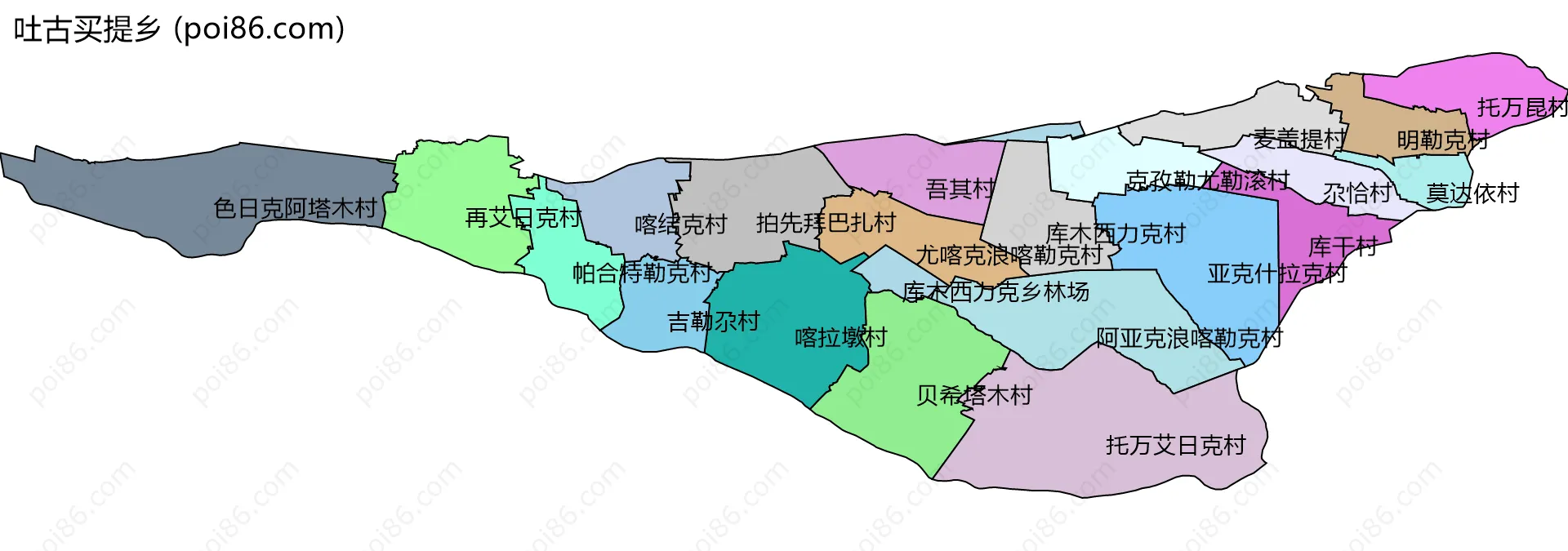 吐古买提乡边界地图(五级行政区划)