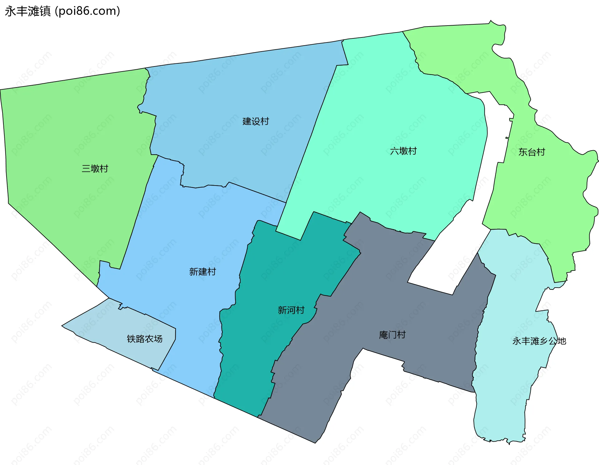 永丰滩镇边界地图(五级行政区划)