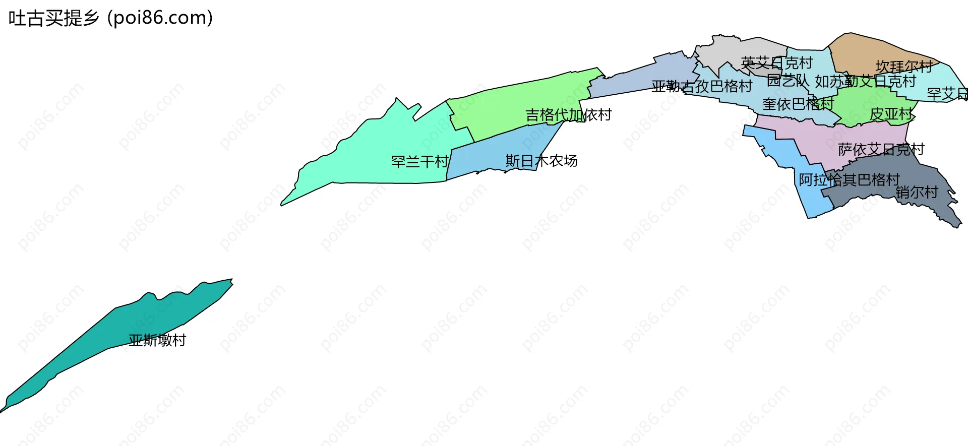 吐古买提乡边界地图(五级行政区划)