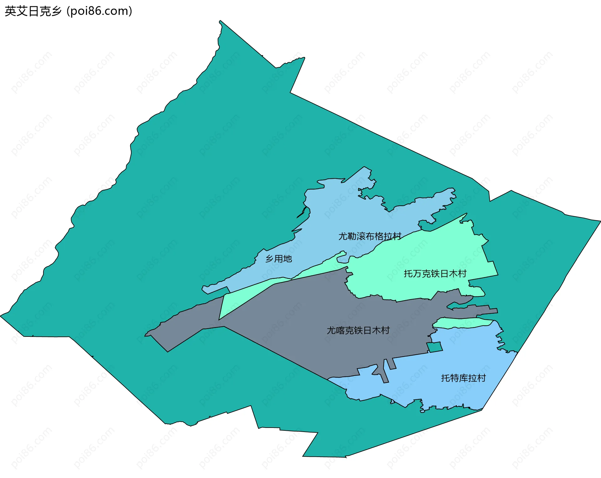 英艾日克乡边界地图(五级行政区划)